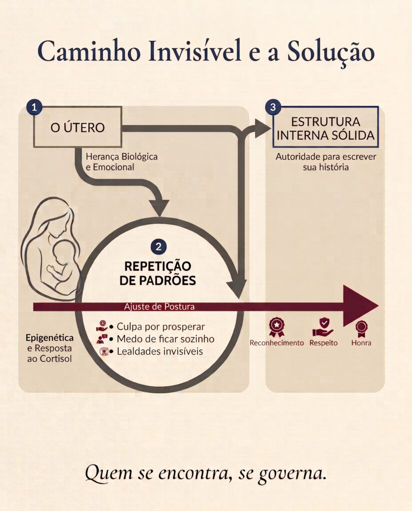 Ilustração representando o caminho invisível que mantém padrões familiares presos