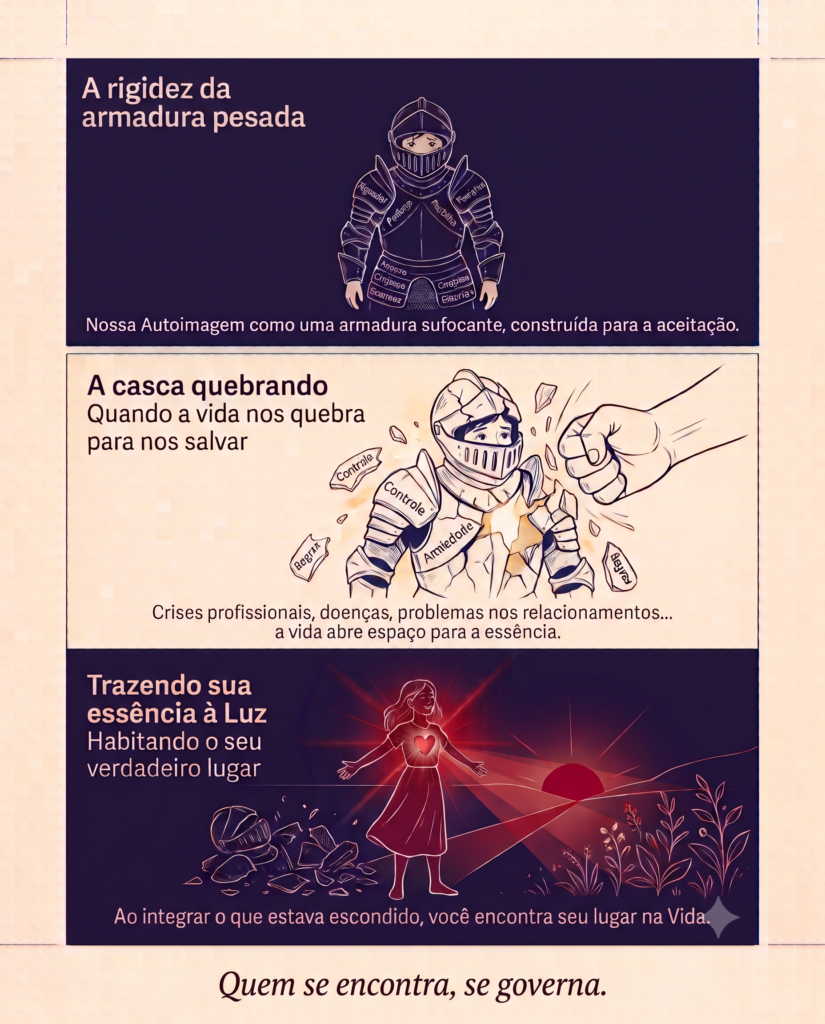 Ilustração representando a autoimagem como proteção que virou prisão